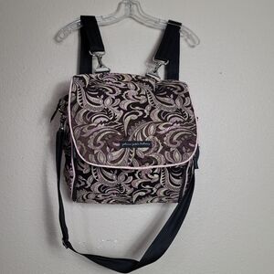 Petunia Pickle Bottom Brown Pink Tan Floral Paisley Diaper Bag